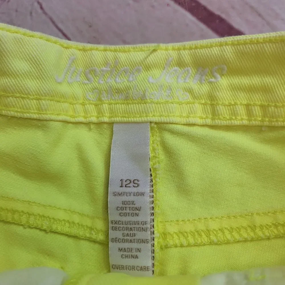 Justice florescent yellow shorts 12S